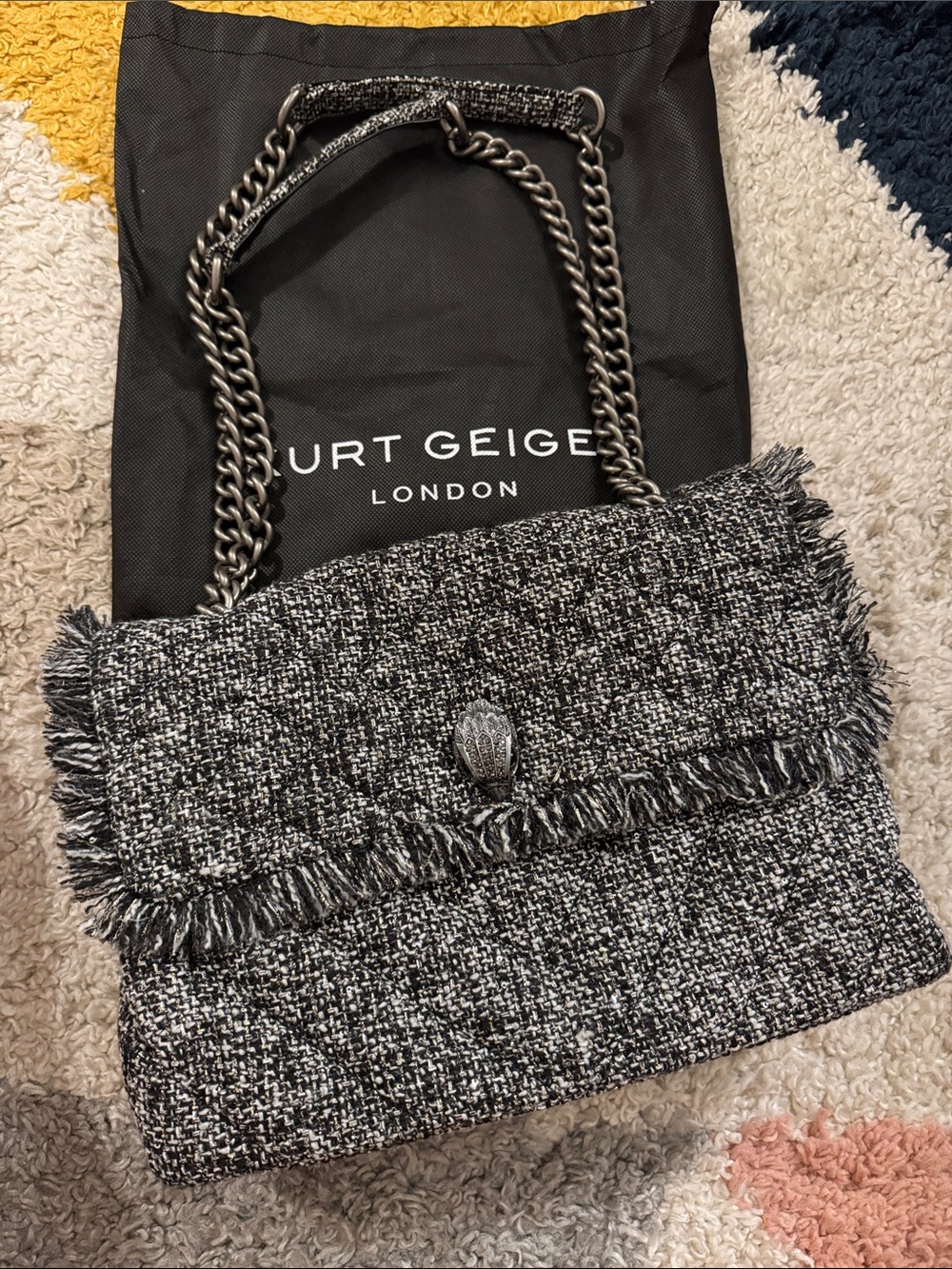 Kurt Geiger London Large Kensington Tweed Shoulder Bag